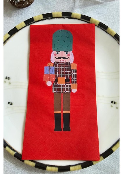 Noel Baba Cheers Baskılı Yılbaşı Peçete Kare Kokteyl Peçetesi 12'li Paket