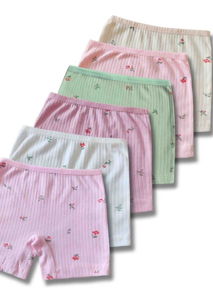 %100 Pamuk Kız Çocuk Fitilli Kaşkorse Boxer Külot Iç Çamaşır 6lı Set
