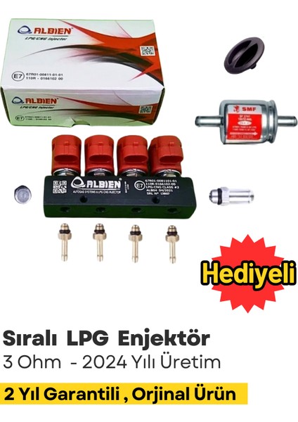 Lpg Enjektör  4 Silindir 3 Ohm  , Atiker, Mimgaz, Cangas, Akl , Aldesa Uyumlu   , Hediyeli