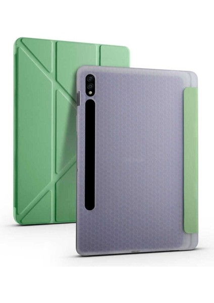 Samsung Galaxy Tab S7 Plus T970 Uyumlu Kılıf Zore Tri Folding Kalem Bölmeli Standlı Kılıf
