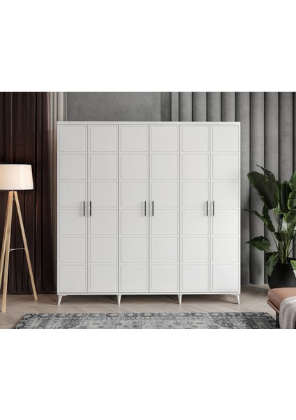 Ücretsiz Montaj - %100 MDF Milano 6 Kapaklı Beyaz Gardırop - MDF Dolap - Elbise Dolabı fiyatları