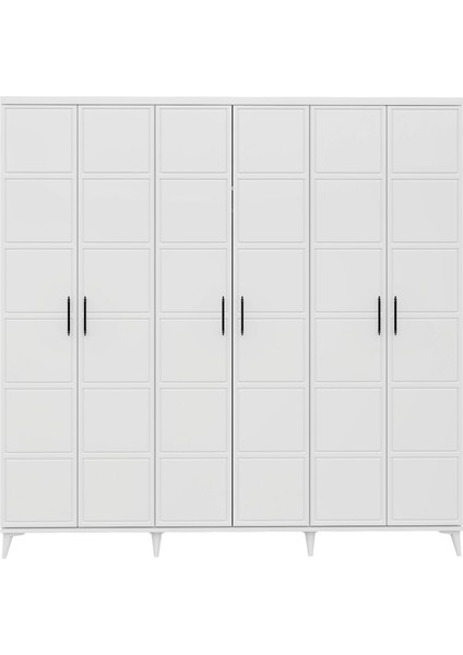 Ücretsiz Montaj - %100 MDF Milano 6 Kapaklı Beyaz Gardırop - MDF Dolap - Elbise Dolabı modelleri