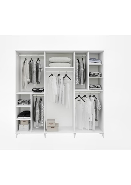 Ücretsiz Montaj - %100 MDF Milano 6 Kapaklı Beyaz Gardırop - MDF Dolap - Elbise Dolabı fırsatları