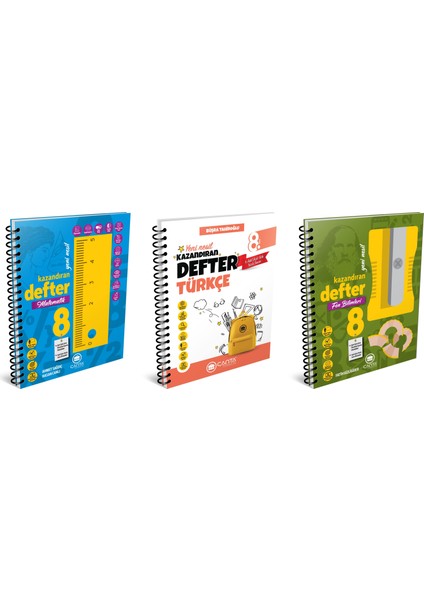 2025 8. Sınıf LGS Matematik - Türkçe - Fen Bilimleri Kazandıran Defter 3'lü Set