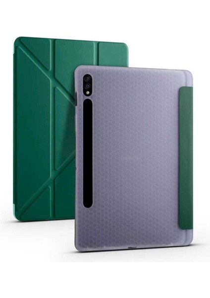 Samsung Galaxy Tab S7 T870 Uyumlu Kılıf Zore Tri Folding Kalem Bölmeli Standlı Kılıf