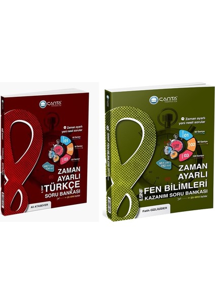 2025 8. Sınıf LGS Türkçe - Fen Bilimleri Zaman Ayarlı Kazanım Soru Bankası 2'li Set