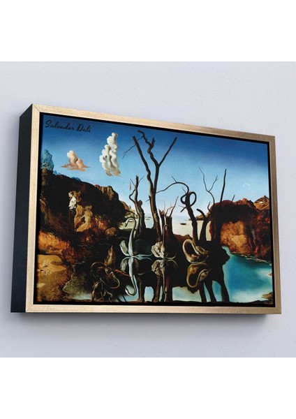 Tekno Trust Çerçeveli Salvador Dali - Filleri Yansıtan Kuğular Tablo - Swans Reflecting ELEPHANTS-7118