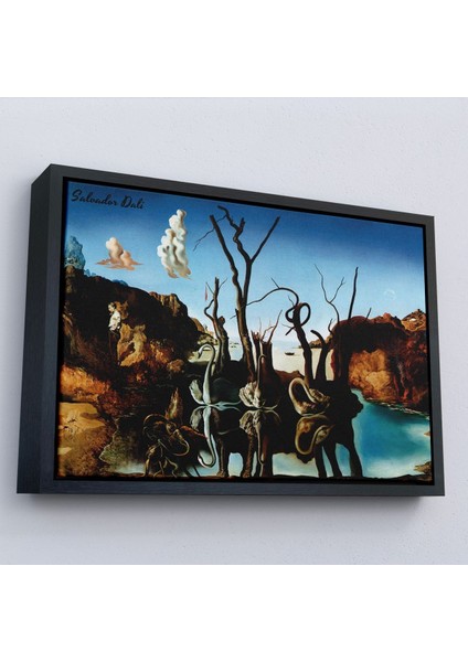 Tekno Trust Çerçeveli Salvador Dali - Filleri Yansıtan Kuğular Tablo - Swans Reflecting ELEPHANTS-7118