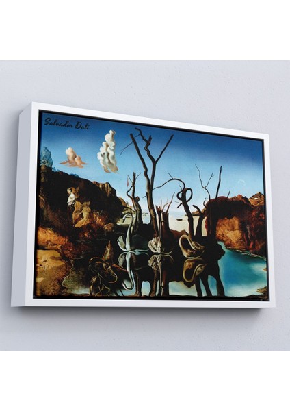 Tekno Trust Çerçeveli Salvador Dali - Filleri Yansıtan Kuğular Tablo - Swans Reflecting ELEPHANTS-7118