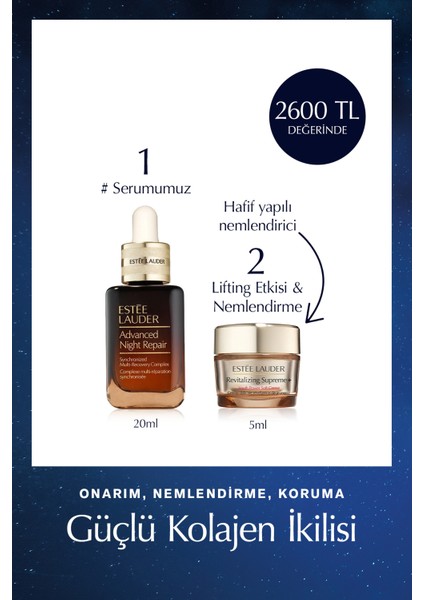 Onarım, Nemlendirme, Koruma - Güçlü Kolajen Ikilisi - Serum 20ML + Supreme Soft Nemlendirici 5ml