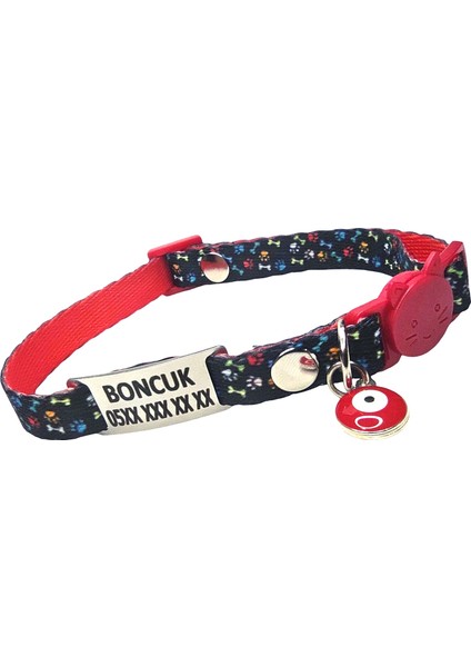 Güvenlik Kilitli Kedi Tasması, Isimli Kedi Tasması, Kedi Isimlik, Kedi Künyesi, Safety Click Tasma, Isme Özel Tasma