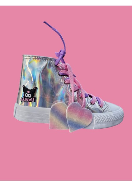 Hologram Kuromilive Silikon Detay Fermuar Bağcıklı Çocuk Spor Ayakkabı Sneaker