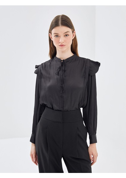 Lcw Modest Bağlamalı Yaka Oversize Saten Kadın Bluz