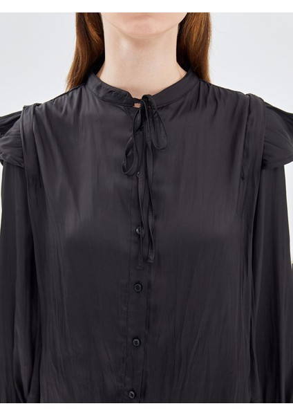 Lcw Modest Bağlamalı Yaka Oversize Saten Kadın Bluz modelleri