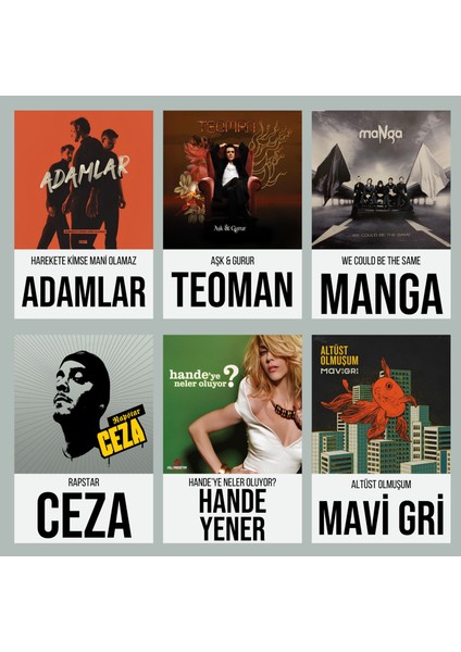 25'li Albüm Kapağı Kolaj Seti, Estetik Oda Dekoru, Müzik Kolaj Seti, Sanatçı Albüm Poster Kolaj Seti