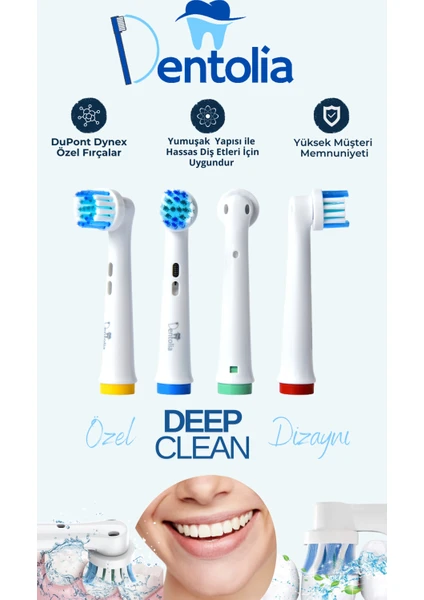 Oral-B Uyumlu Şarjlı Ve Pilli Diş Fırçası Yedek Başlığı 4 Adet Deep Clean