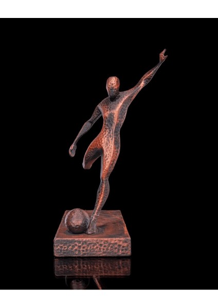 Futbolcu Heykeli – 19 cm | Bakır Renkli Modern Biblo | Spor Temalı Masaüstü Dekor modelleri