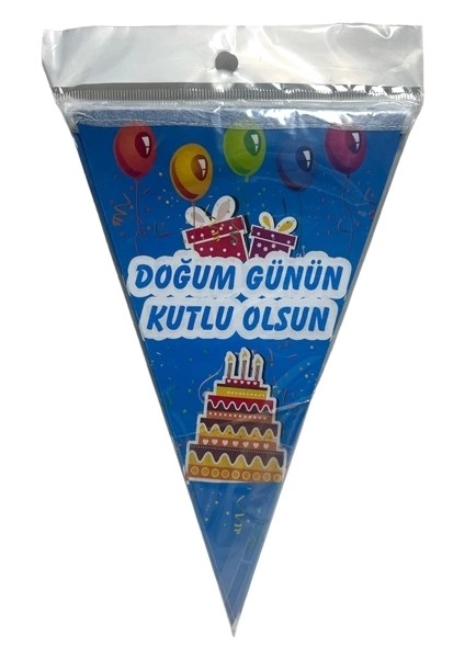 Flama Üçgen Doğum Günün Kutlu Olsun Yazı Mavi NEDİ-10119