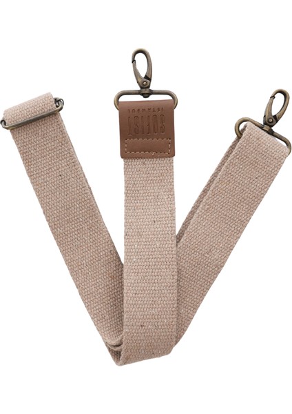 Beige Narrow Woven Adjustable Bag Strap Bej Dar Dokuma Ayarlanabilir Çanta Askısı