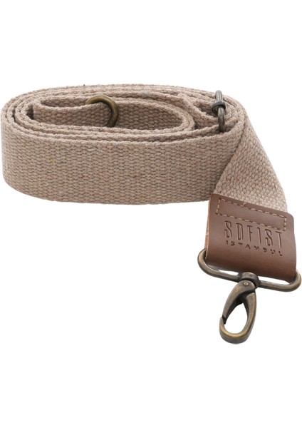 Beige Narrow Woven Adjustable Bag Strap Bej Dar Dokuma Ayarlanabilir Çanta Askısı