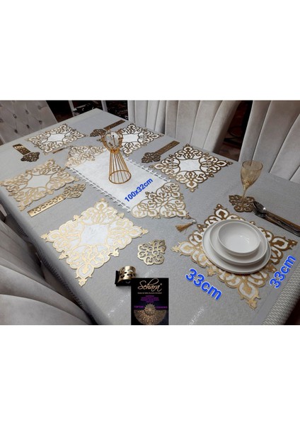 1 RUNNER(99X32)/6 A.servis/6 B.altlığı/6 Kaşıklık/19 Parça/kadife Yemek Sunum Seti/6 Kişilik fiyatları
