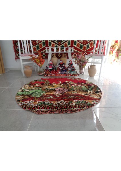 Latin Dansçılar Kıvırtıyor Tasvirli Kadife Duvar Halısı, Sarayda Eğlence 125 X 118 Cm 5003