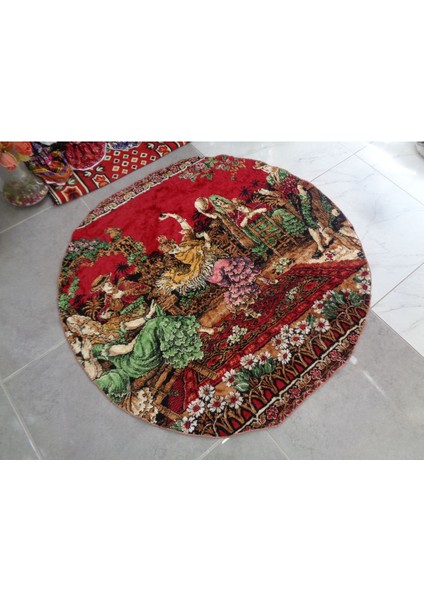 Latin Dansçılar Kıvırtıyor Tasvirli Kadife Duvar Halısı, Sarayda Eğlence 125 X 118 Cm 5003