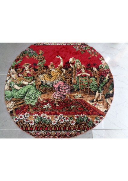 Latin Dansçılar Kıvırtıyor Tasvirli Kadife Duvar Halısı, Sarayda Eğlence 125 X 118 Cm 5003