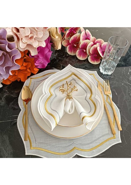 Gold Gümüş Detaylı Amerkan Servis, Supla Leke Tutamaz Kumaş Özellikli 6 Adet fiyatları