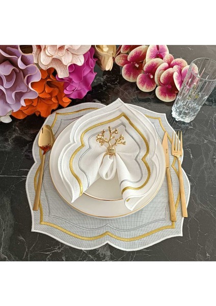 Gold Gümüş Detaylı Amerkan Servis, Supla Leke Tutamaz Kumaş Özellikli 6 Adet fırsatları