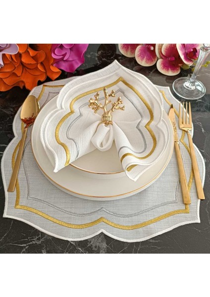 Gold Gümüş Detaylı Amerkan Servis, Supla Leke Tutamaz Kumaş Özellikli 6 Adet indirimleri