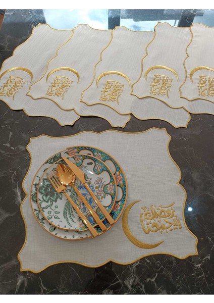 Ramazan Mübarek Yazılı Tabak Altlığı, Supla, Amerikan Servisi 6 Adet modelleri