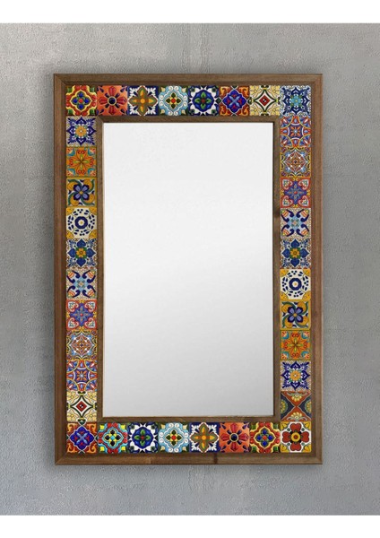 Tekno Trust Masif Çerçeveli Mozaik Taş Ayna 43 cm x 63 cm Mexican