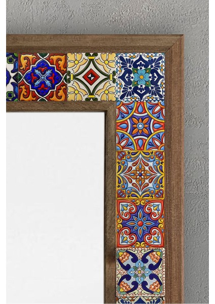 Tekno Trust Masif Çerçeveli Mozaik Taş Ayna 43 cm x 63 cm Mexican