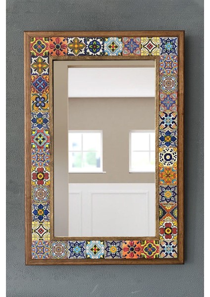 Tekno Trust Masif Çerçeveli Mozaik Taş Ayna 43 cm x 63 cm Mexican