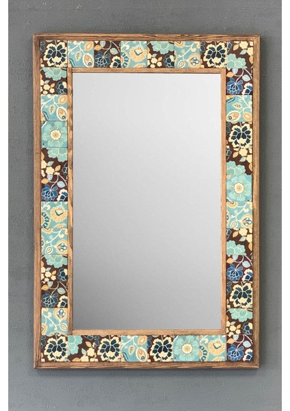 Tekno Trust Masif Çerçeveli Mozaik Taş Ayna 43 cm x 63 cm (Morocco-Etnik Desen)