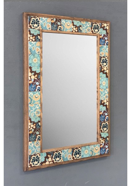 Tekno Trust Masif Çerçeveli Mozaik Taş Ayna 43 cm x 63 cm (Morocco-Etnik Desen)