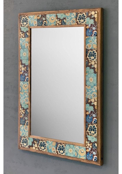 Tekno Trust Masif Çerçeveli Mozaik Taş Ayna 43 cm x 63 cm (Morocco-Etnik Desen)
