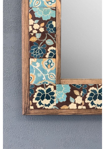 Tekno Trust Masif Çerçeveli Mozaik Taş Ayna 43 cm x 63 cm (Morocco-Etnik Desen)