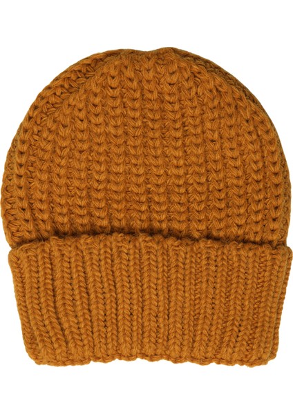 Mustard Yellow Beanie Hardal Sarısı Yünlü ve Katlamalı Selanik Örgü Bere