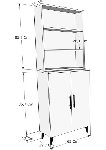 Enda Home Oras 6 Raflı 2 Kapaklı Klasik Kitaplık