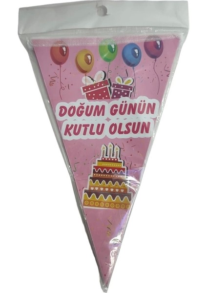 Flama Üçgen Doğum Günün Kutlu Olsun Yazı Pembe NEDİ-10119