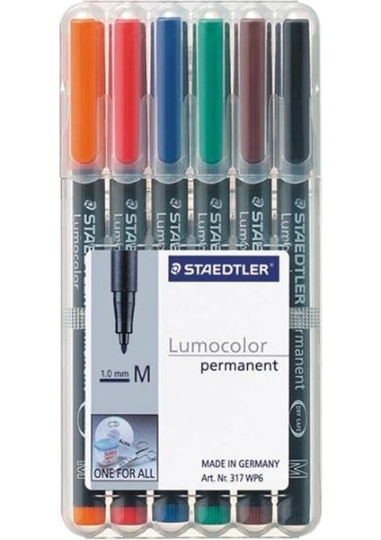 317 Wp6 Lumocolor Permanent Marker Kalem M 1.0mm 6'lı