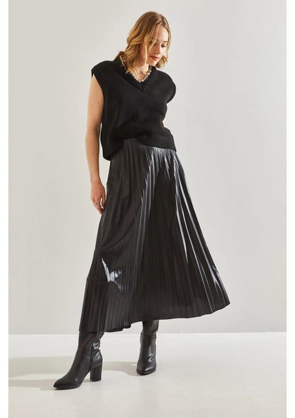 Parla Kumaş Pileli Uzun Etek modelleri