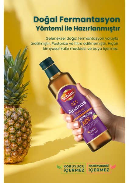 Ananas Detox Sirkesi, Bromelain Mix, Doğal Fermantasyon 250 ml