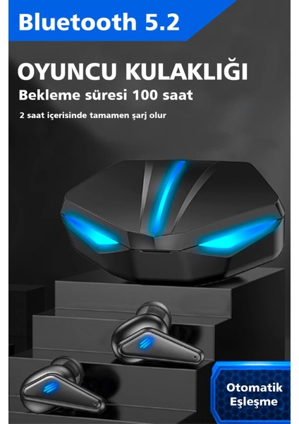 Wireless Oyuncu Kulaklığı Tüm Ios Androis Uyumlu Bluetooh Ledli Kulaklık Gaming Earpods