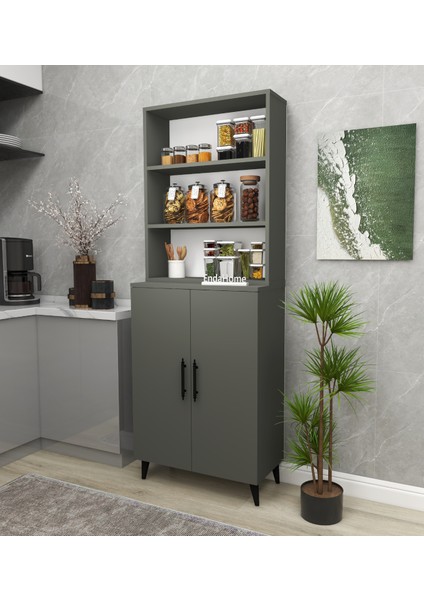 Idil 6 Raflı 2 Kapaklı Çok Amaçlı Dolap Mutfak & Balkon Dolabı