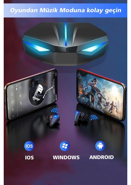 Kulak Içi Oyuncu Kulaklığı Bluetooth Mikrofonlu Tüm Telefonlara Uyumlu Işıklı Gaming Kulaklık