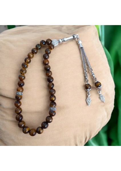 Kaplan Gözü Tesbih 33' Lük Tesbih Orijinal Doğal Taş Renk Atmaz Faset Kesim 1. Kalite 10 mm indirimleri