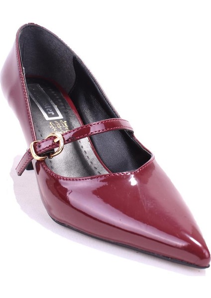 DZA07-389100 Bordo Rugan Stiletto Topuklu Kadın Ayakkabı